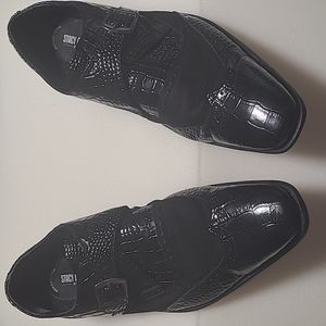 Stacy Adams Leather/Suede Mens Black Dress Shoes